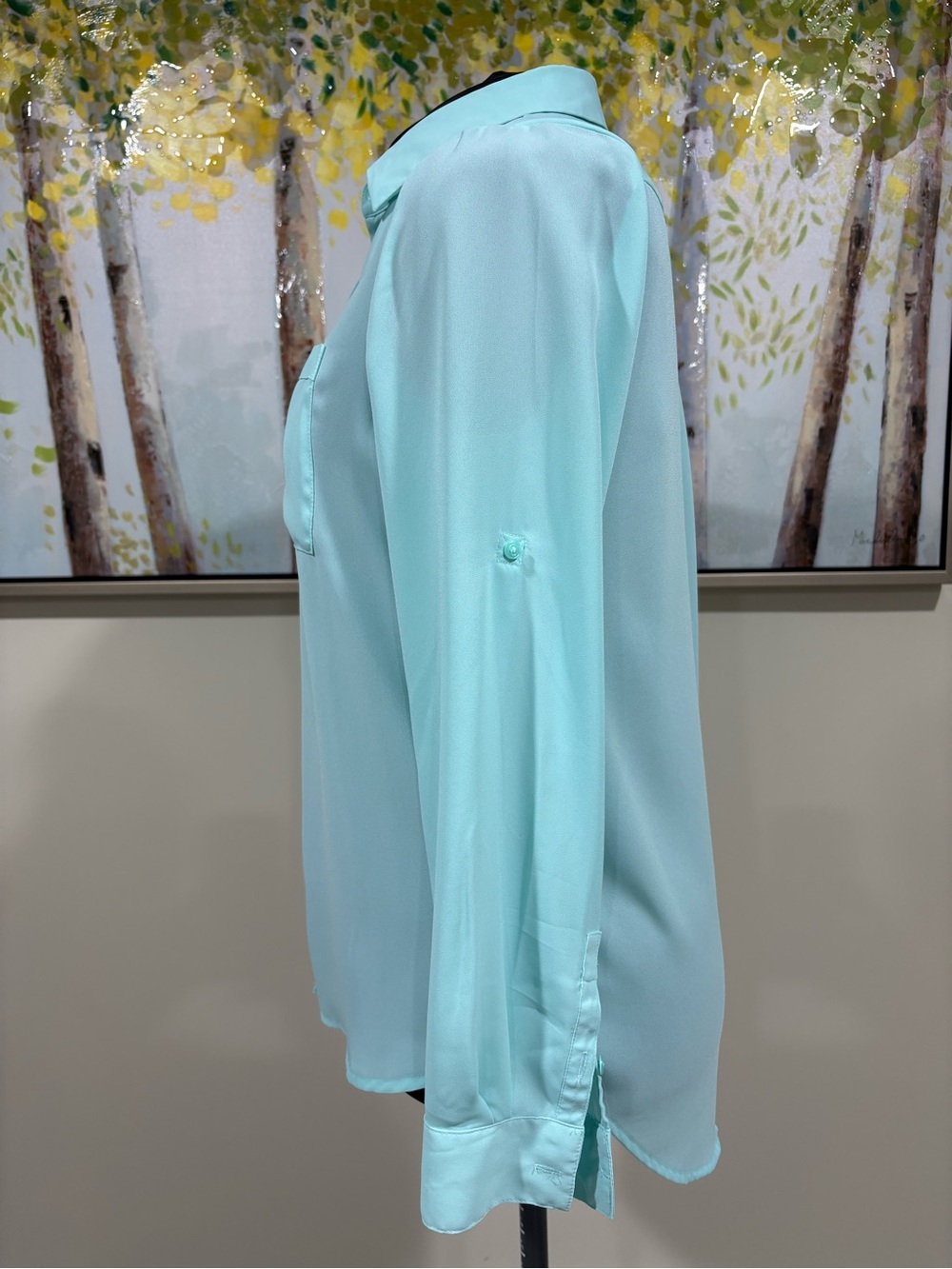 Apt. 9 Mint Button-Front Women's Blouse with Roll-Tab Sleeves - Picture 5 of 16